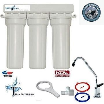 Undersink Drinking Water System Complete - Sediment/Alkaline/KDF/GAC Carbon - Titan Water Pro