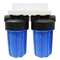 Dual Big Blue Water Filter Housing w/Bracket 10"x4.5" KDF55/GAC & SEDIMENT FILTER - Titan Water Pro