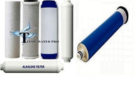 6 pc RO Water Filter/Membrane Replacement Set includes Post Alkaline Stage - 50GPD Membrane - Titan Water Pro