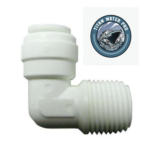 1/4 in. x 1/4 in. Plastic 90-Degree O.D. x MPT Elbow Quick Connect RO Components - Titan Water Pro