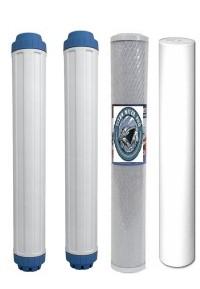 4 PC Replacement Water Filters - 1 Sediment,1 Carbon Block, 2 DI Filters 20" x 2.5" - Titan Water Pro