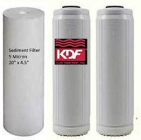 3 PC Big Blue Replacement Filter Set - Sediment/KDF55-85 GAC Carbon/BoneChar-Catalytic Carbon 20" x 4.5" - Titan Water Pro