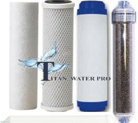 Replacement RO/DI Water FIlter Set - 1 Sediment, 1 GAC Carbon, 1 Carbon Block, 1 Inline DI Filter (4PC) - Titan Water Pro