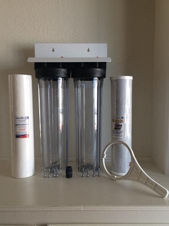 Whole House Water FIlter Big Blue Clear Housings - Sediment & Carbon - Titan Water Pro