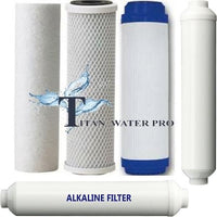 5 pc RO Water Filter Replacement Set includes Post Alkaline Stage - 6 stage sys - Titan Water Pro