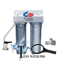 Under Sink Water Filter System - Sediment & Carbon Filter, 2 Stage-Clear Housing - Titan Water Pro
