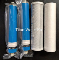 Water Filter/Membrane Replacement Set for our 4 Stage System Sediment/Carbon ~ 2 x 150 GPD Membrane - Titan Water Pro