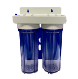 Undersink Water Filter Dual Clear Housings - 1/4" OD Tube push in type fitting - Titan Water Pro