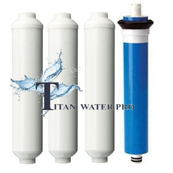 Reverse Osmosis RO Filters & RO Membrane 50 GPD 4 PC Set Mini RO Water Filters - Titan Water Pro