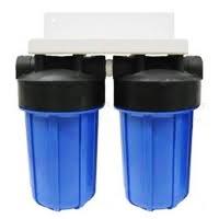 Dual Big Blue Water Filter Housing w/Bracket 10"x4.5" KDF85/GAC & SEDIMENT FILTER - Titan Water Pro
