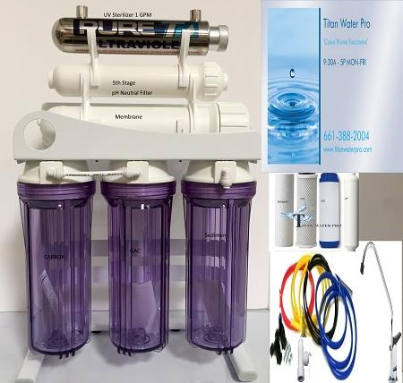 RO Reverse Osmosis Water Filter 6 Stage - UV Light 1GPM pH Neutralizer 200GPD - Titan Water Pro