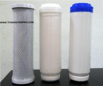 Carbon Block/Flouride Activated Alumina/KDF Multi media Water Filters (3 PC) Set - Titan Water Pro