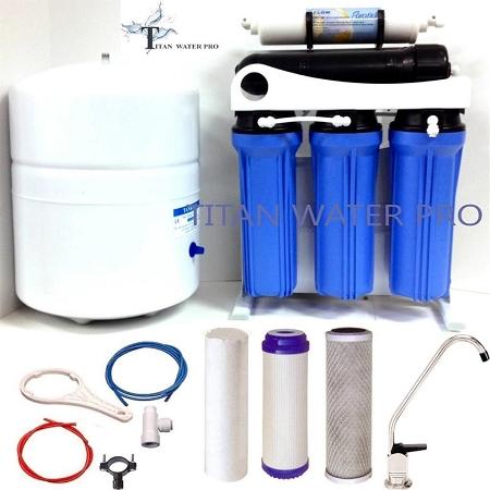 5 Stage Reverse Osmosis Drinking Water Filter System 150 GPD-Booster Pump - USA - Titan Water Pro
