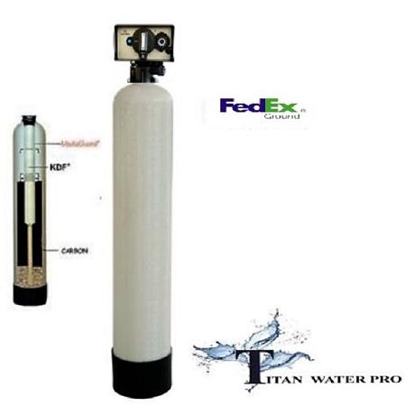 Well Water Whole House System, Auto Timer Backwash, KDF 85 Media Guard 1.5 CU FT GAC Carbon - Titan Water Pro